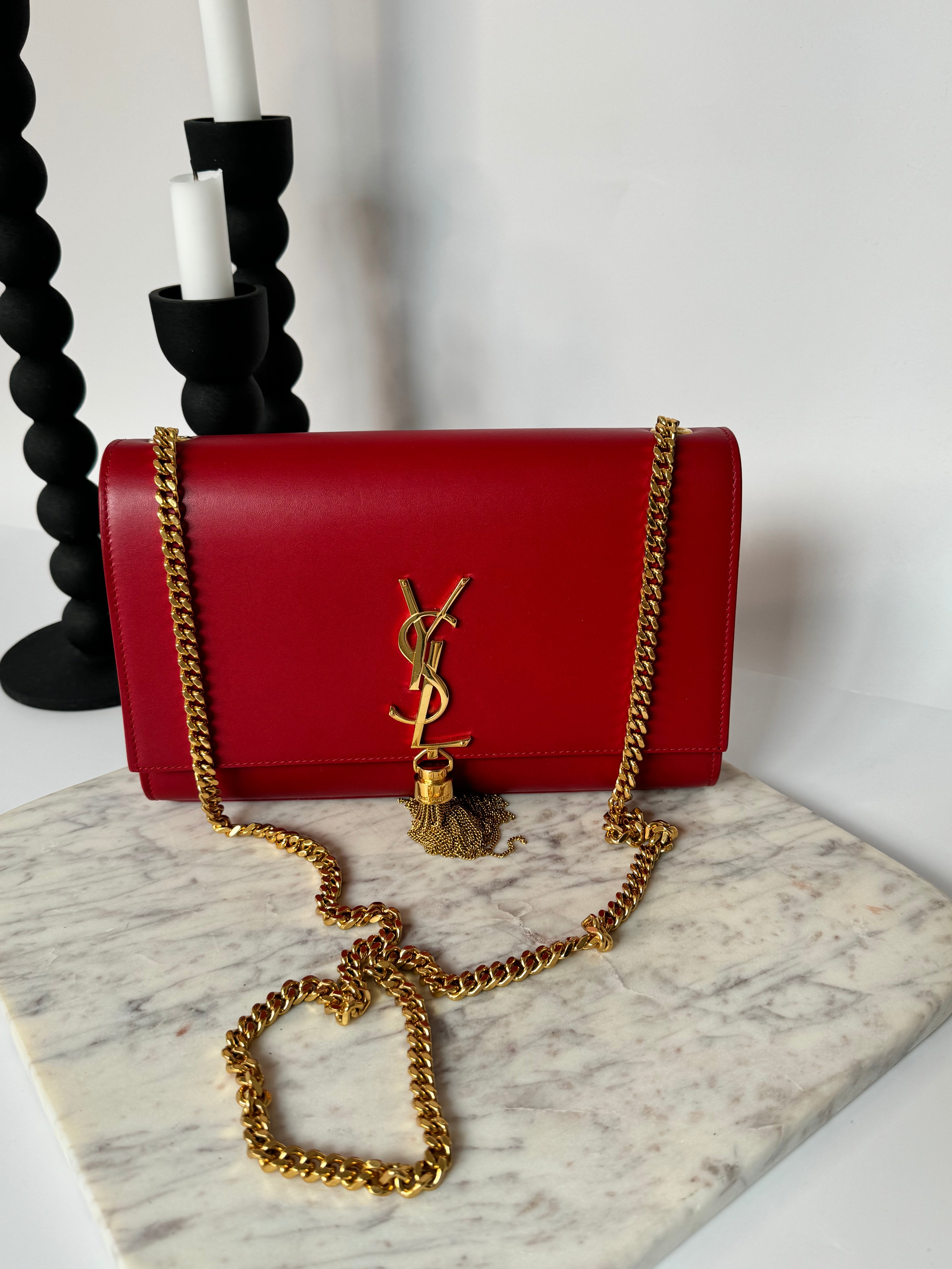 YSL Kate Medium Tassel in Red Leather