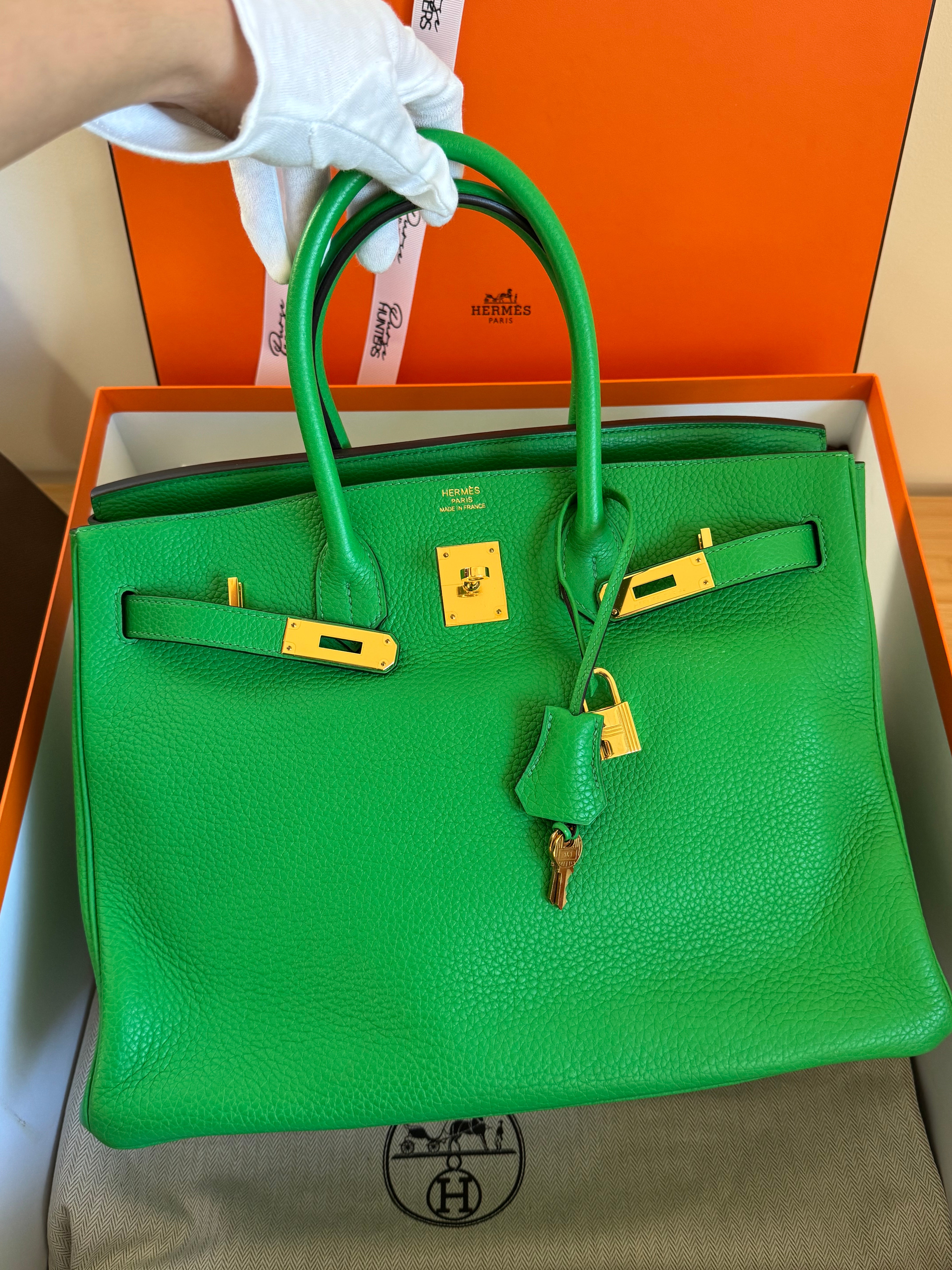 100% Authentic Hermès Birkin 35 Epsom Bamboo Gold Hardware
