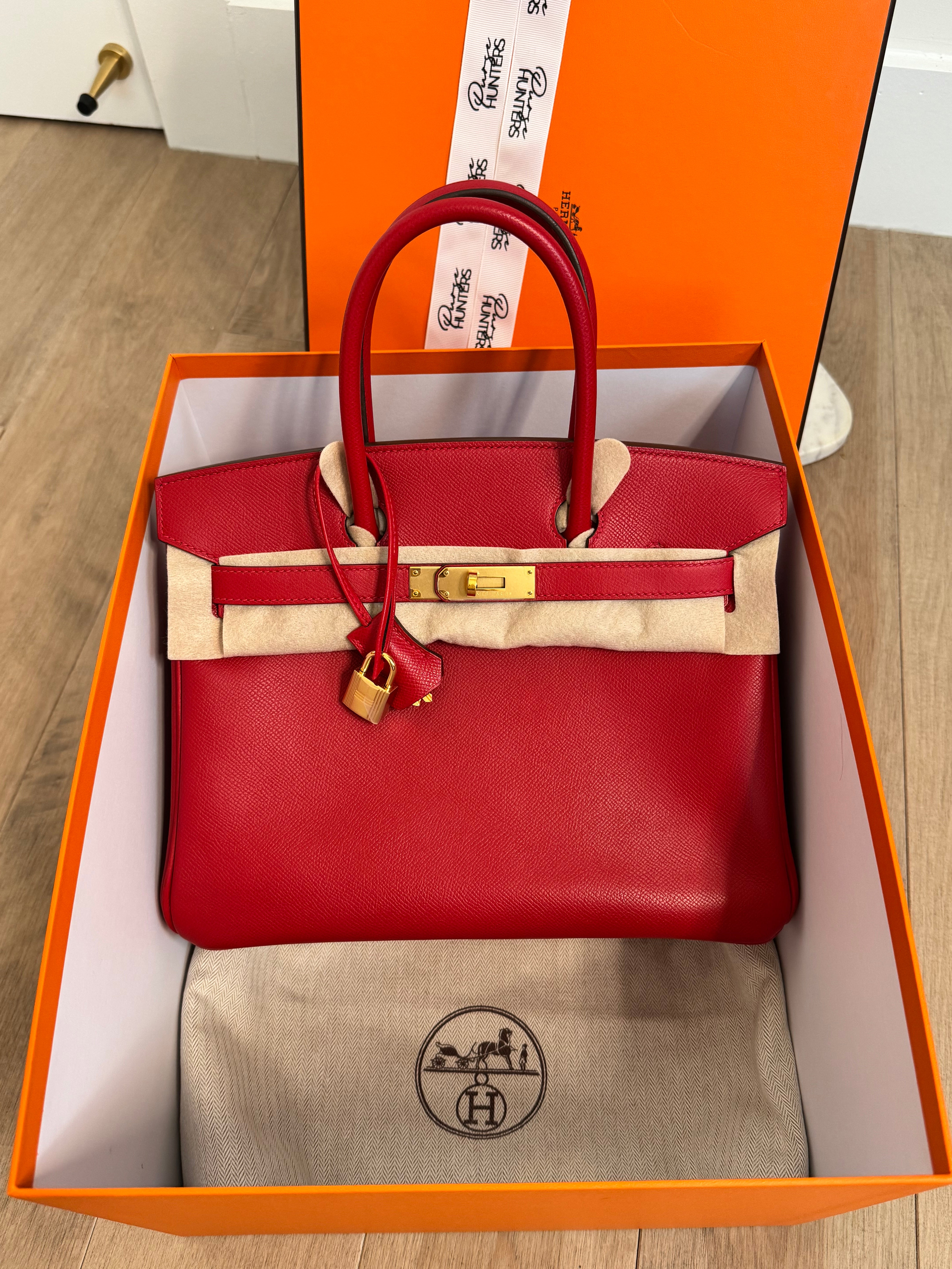 Hermès Birkin Rouge Casaque 30 in Epsom GHW