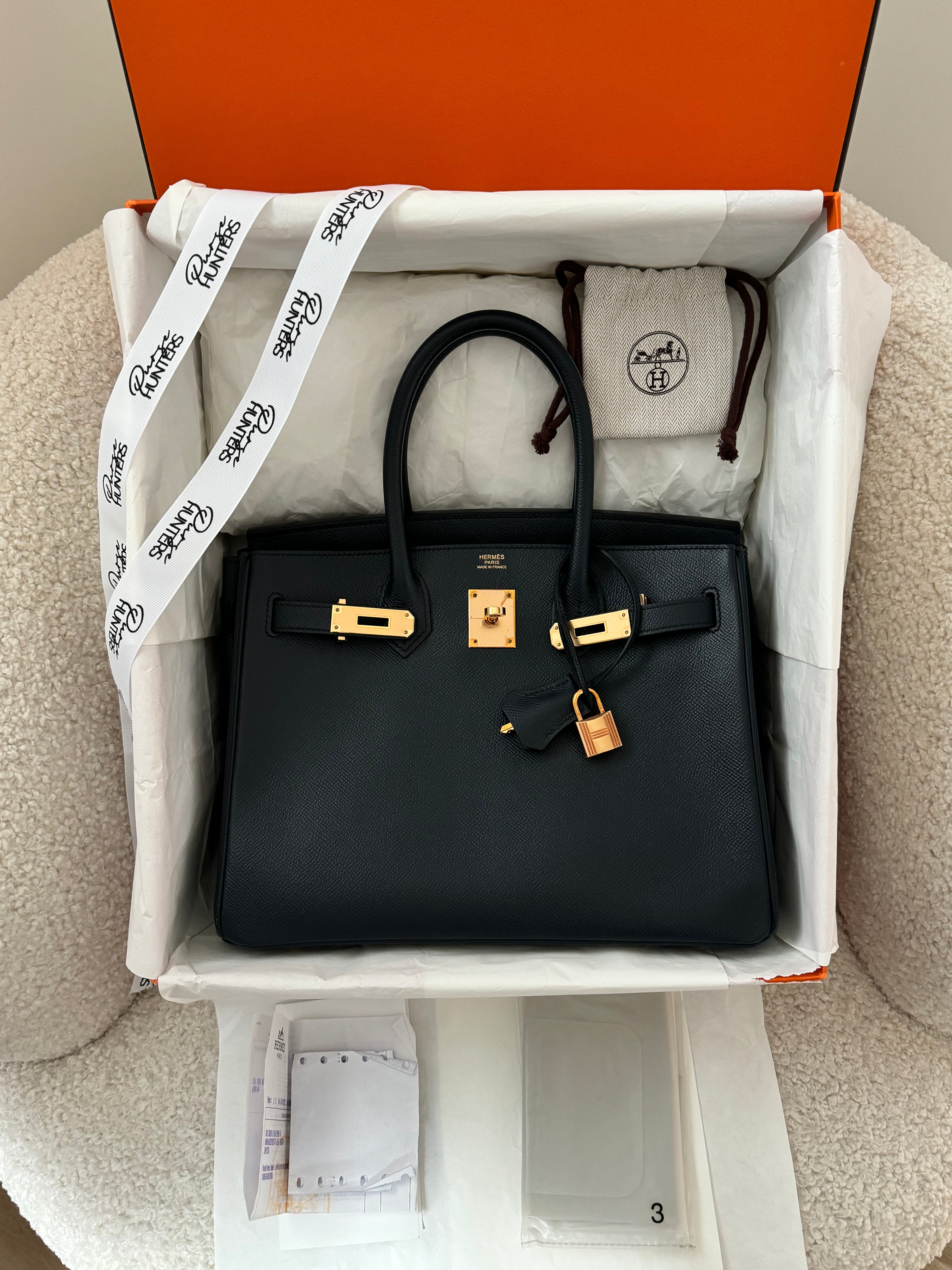 Hermès Birkin 30 Bleu Indigo Epsom Rose Gold Hardware