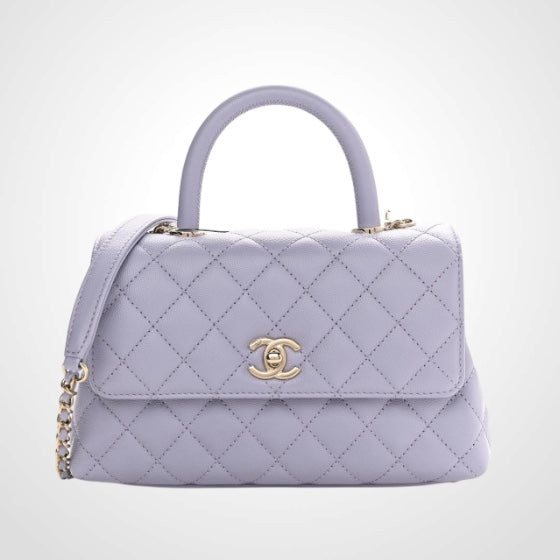 22P Classic Small Coco Handle Flap In Light Purple Quilted Caviar