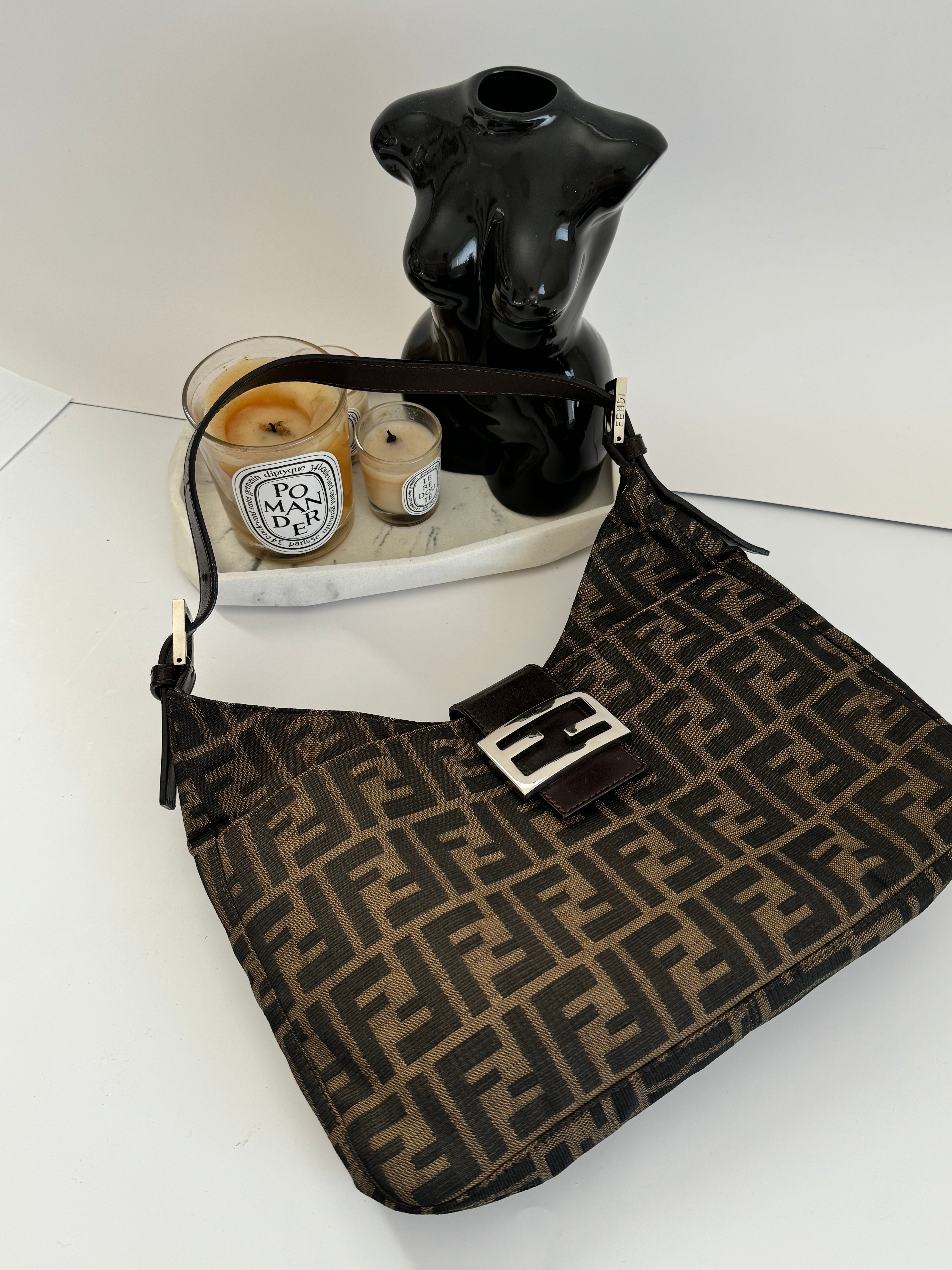 FENDI Zucca Shoulder Bag Brown