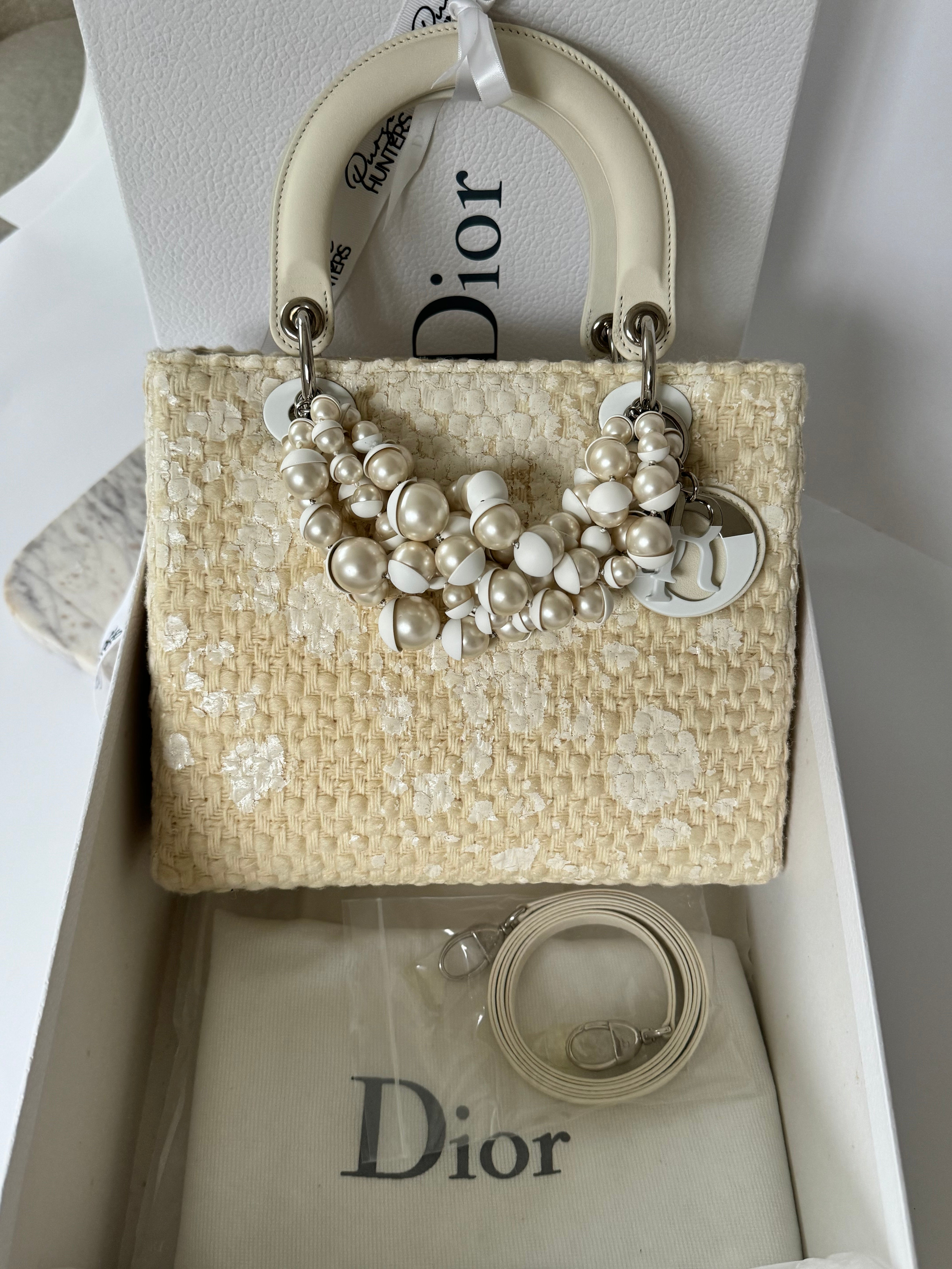Dior Lady D-Lite Bag Woven Cannage Embroidered Canvas Medium