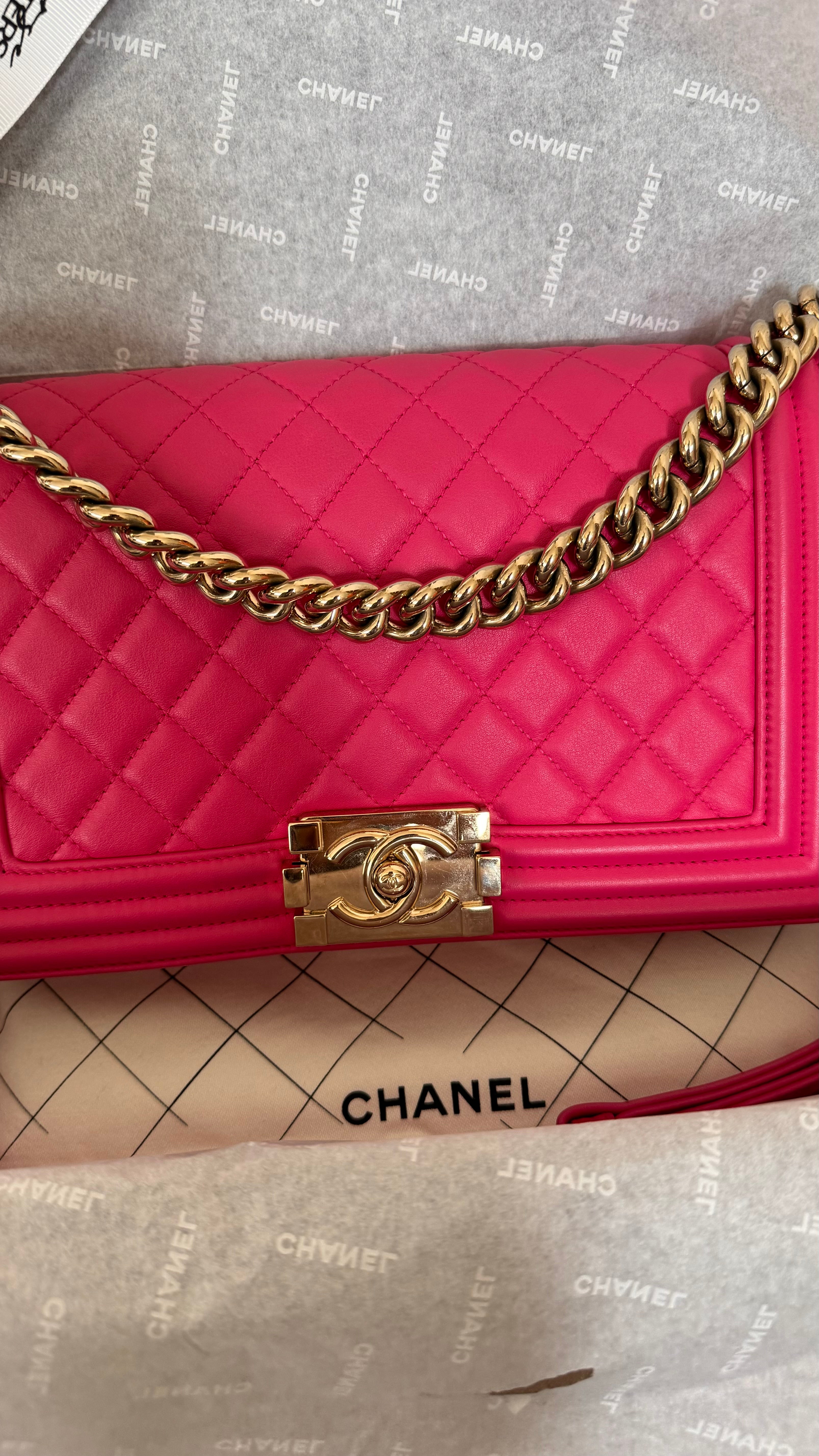 Le Boy Old Medium in Pink Lambskin Gold Hardware