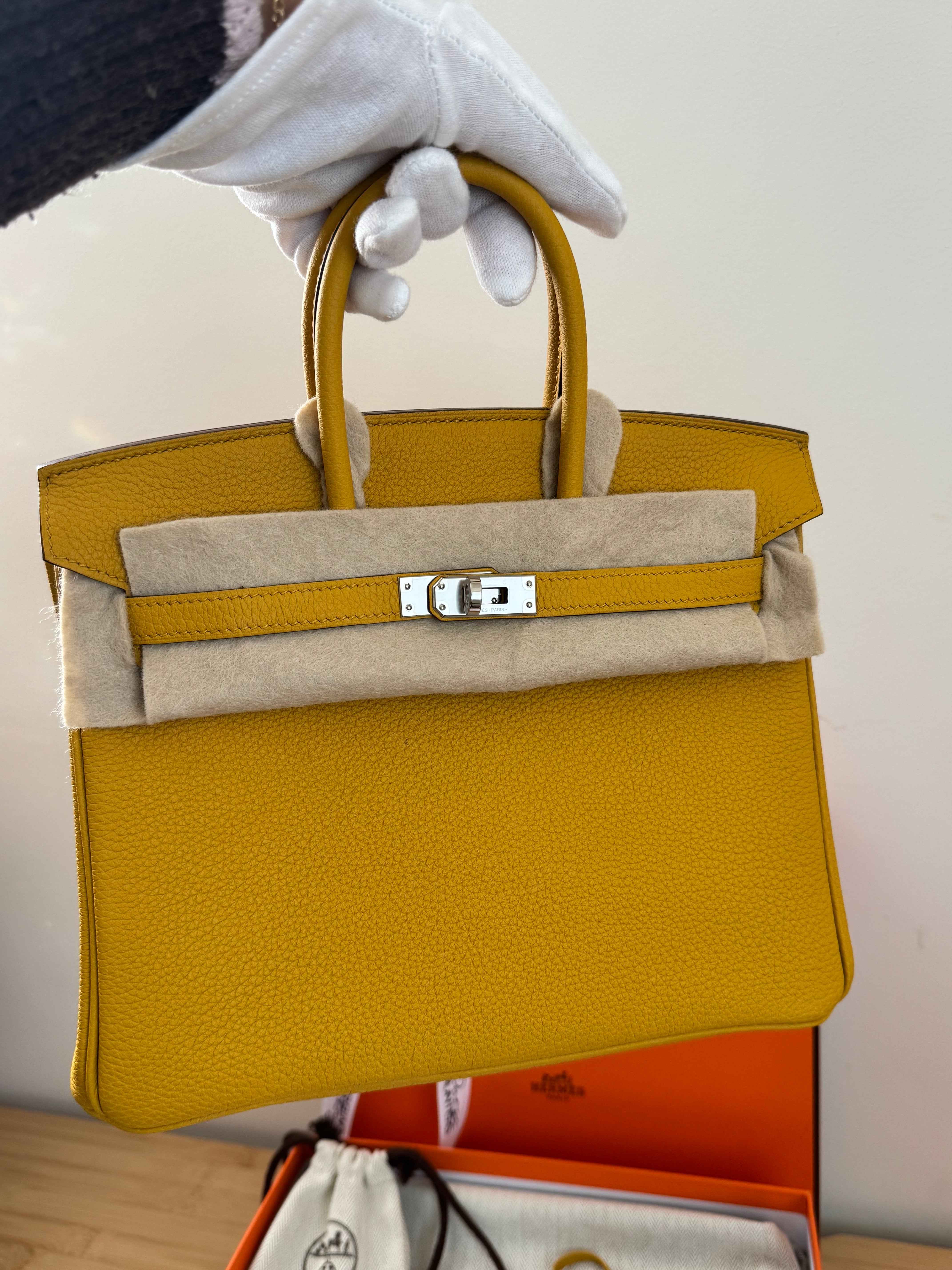 Hermès Birkin 25 Jaune Ambre Togo Palladium Hardware