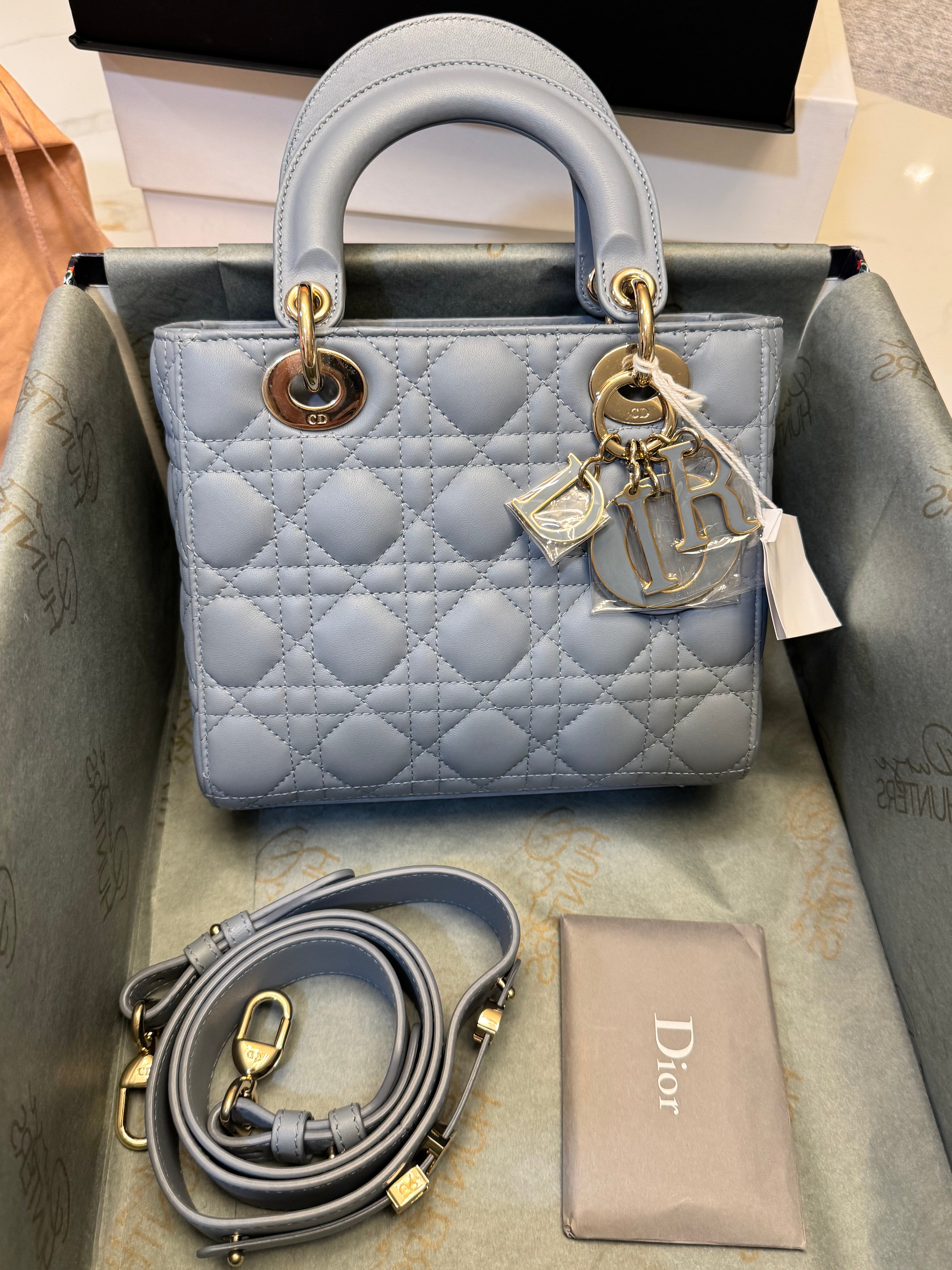 Lady Dior Small in Smoky Blue Cannage Lambskin with GHW