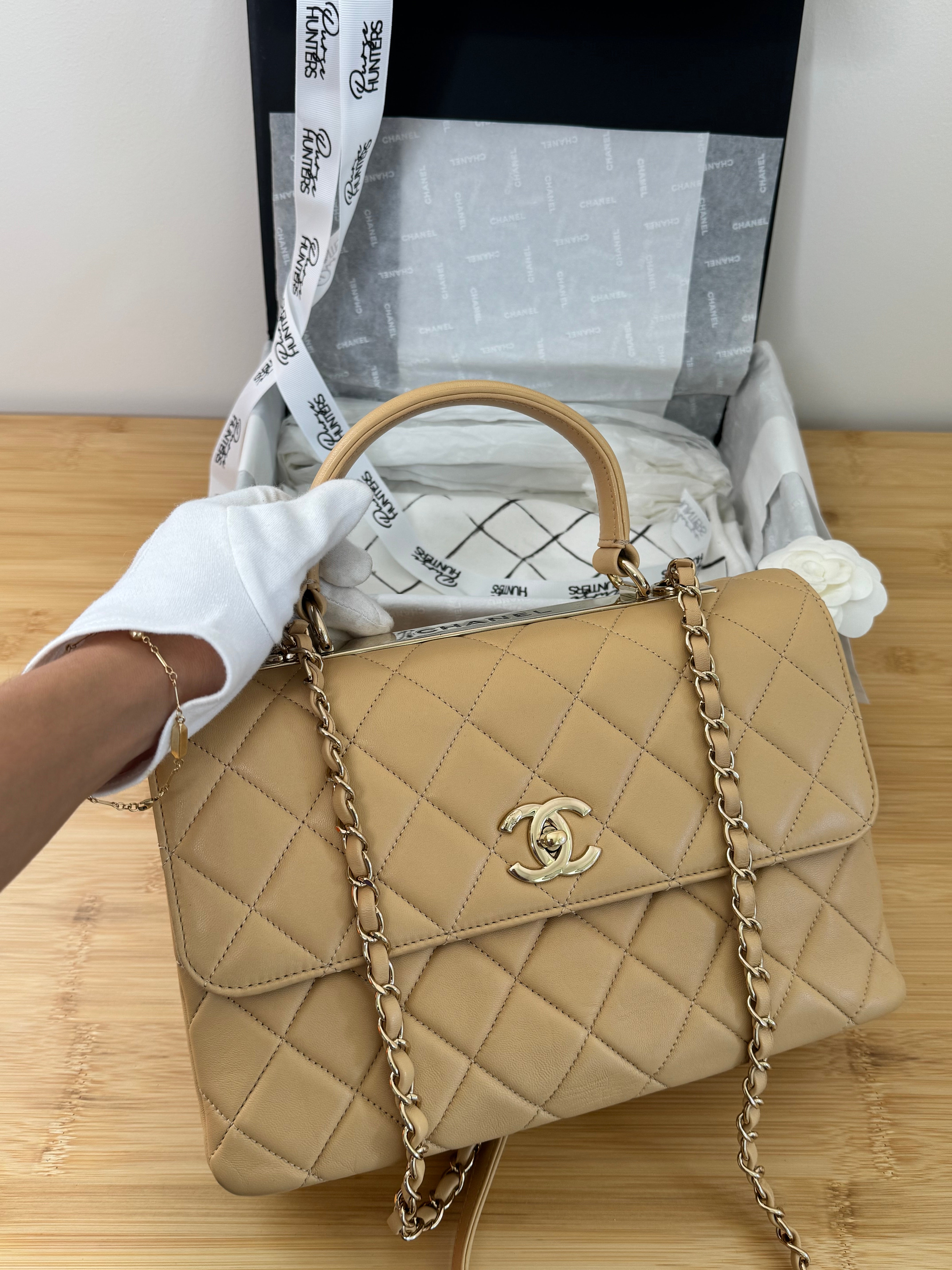 Trendy Medium Lambskin in Beige With GHW