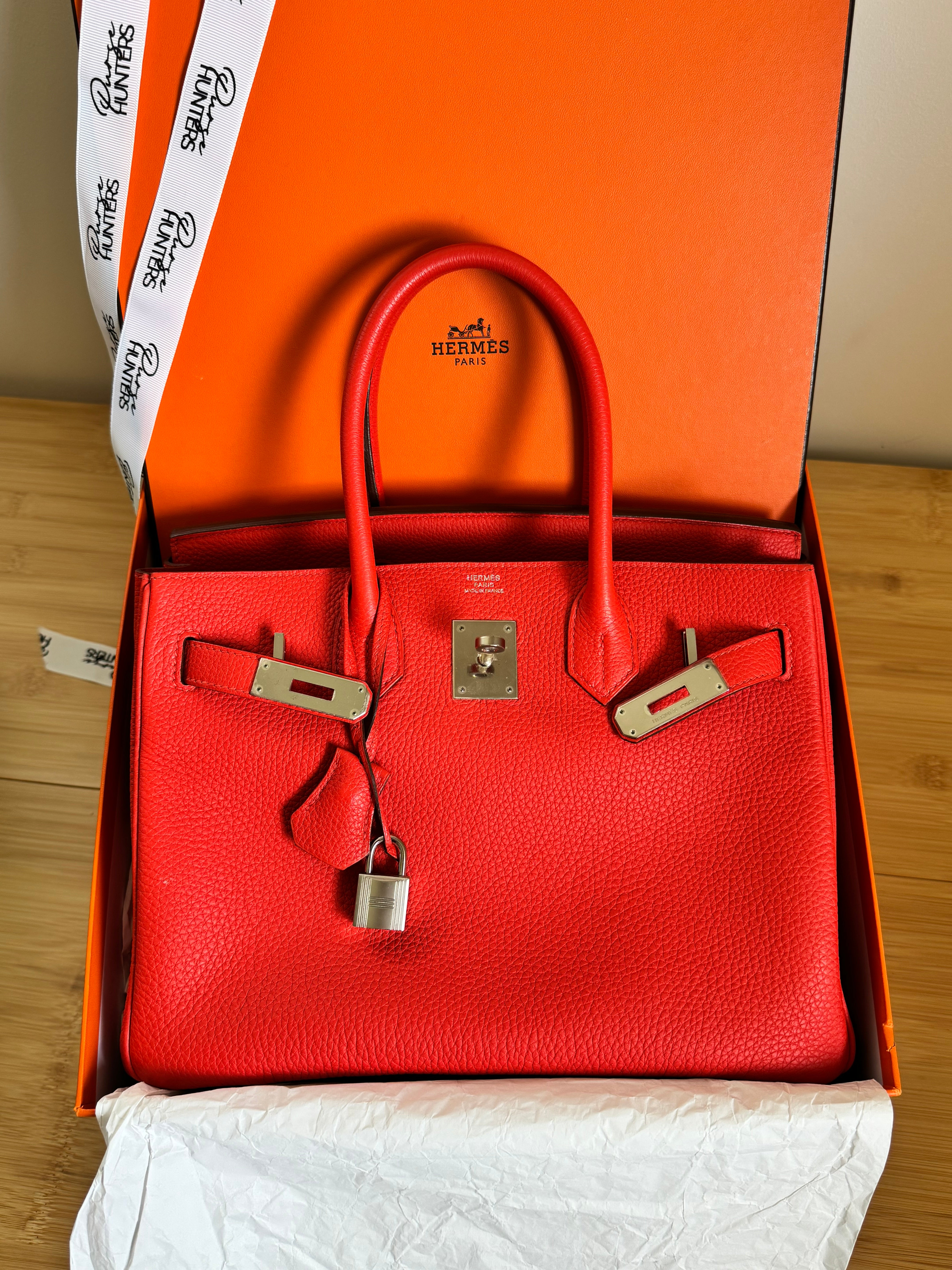 Hermes Birkin 30 Geranium in Togo with PHW
