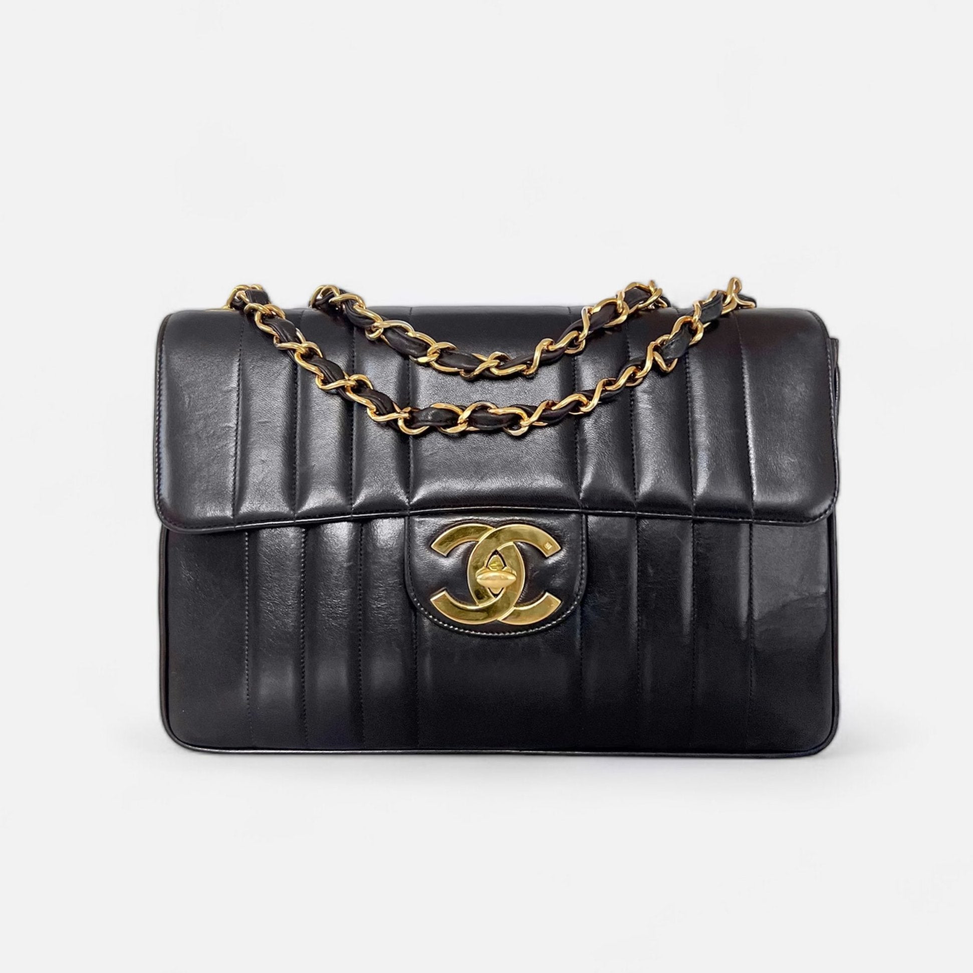 Vintage CC Jumbo XL Vertical Quilt Flap Bag