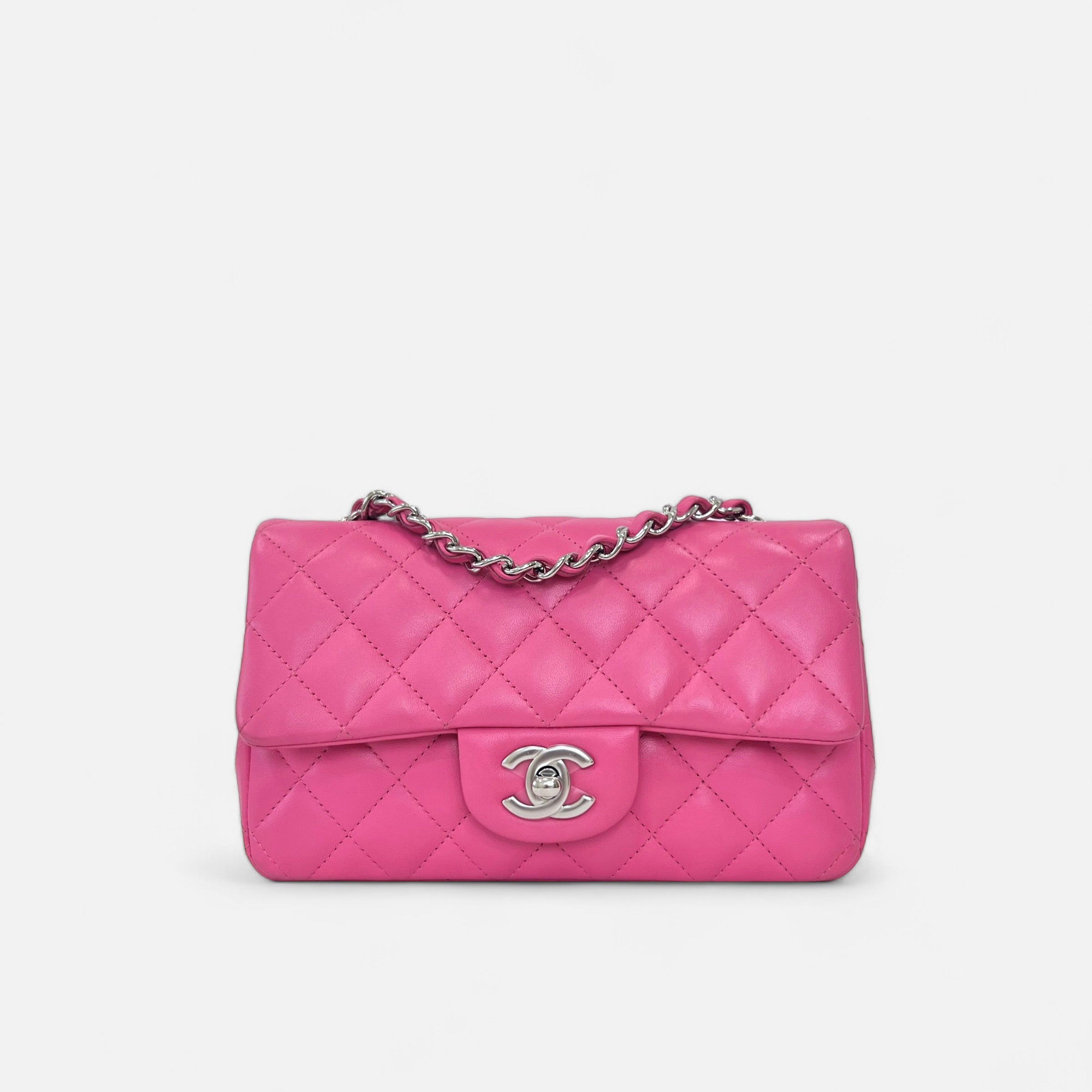 CC Mini Rectangular in Pink Lambskin SHW