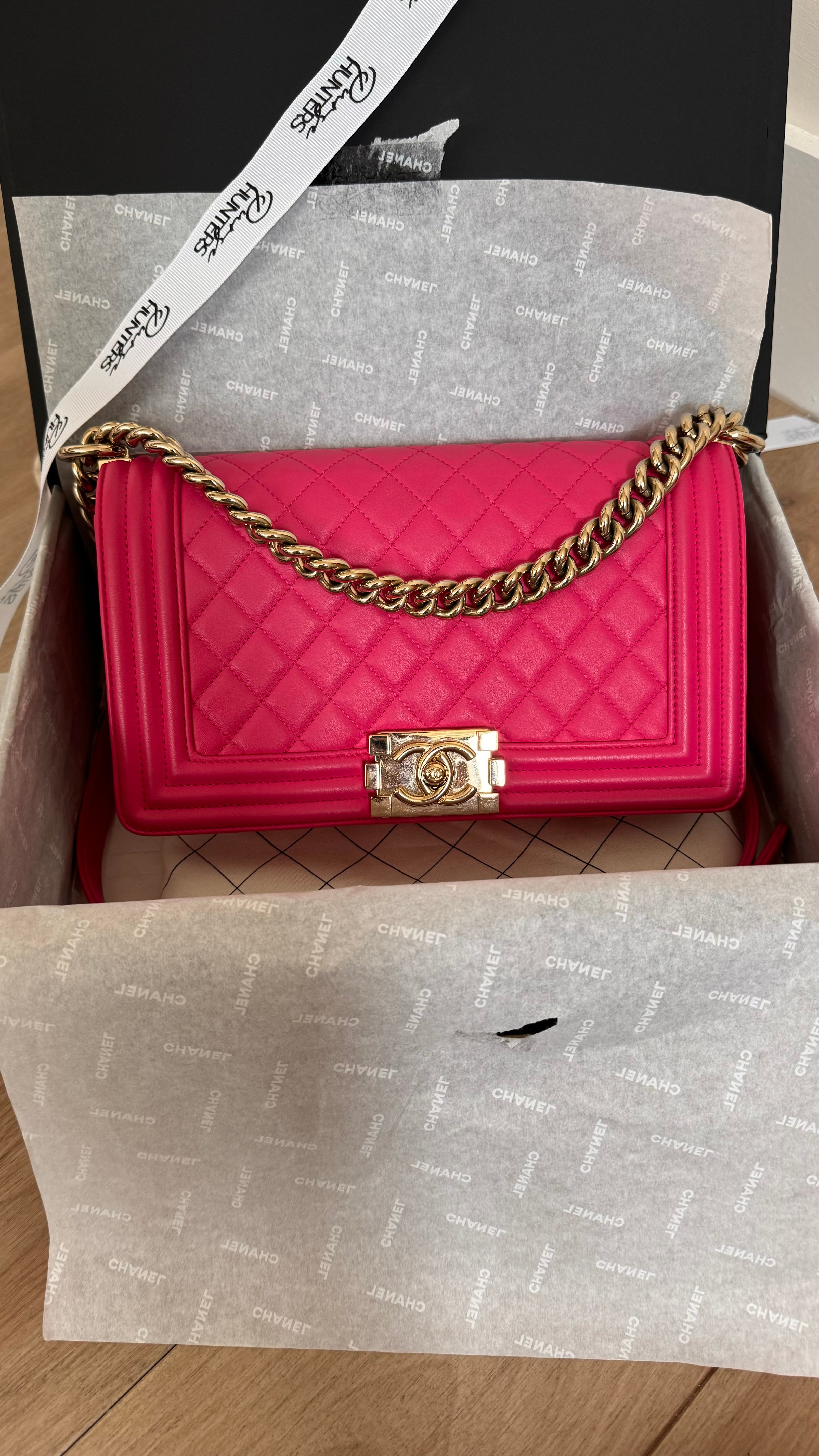 Le Boy Old Medium in Pink Lambskin Gold Hardware