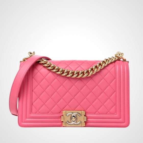 Le Boy Old Medium in Baby Pink Lambskin Gold Hardware