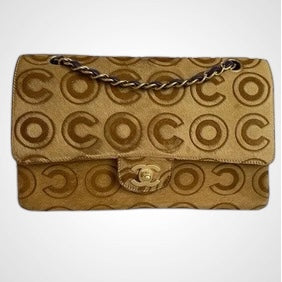 CC Classic Medium Double Flap in Pony Hair Coco with GHW