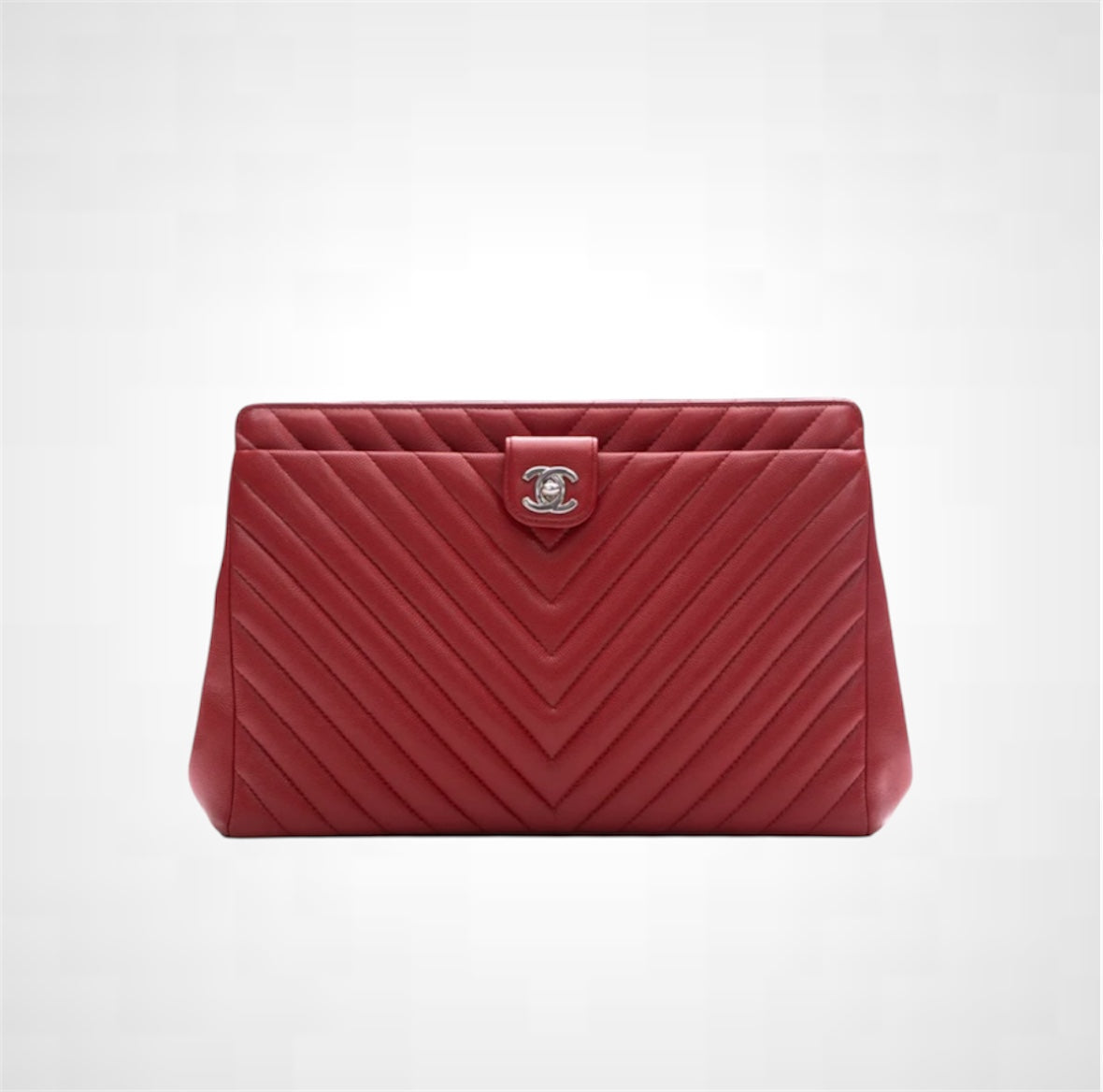 Cc Chevron red clutch/pouch caviar