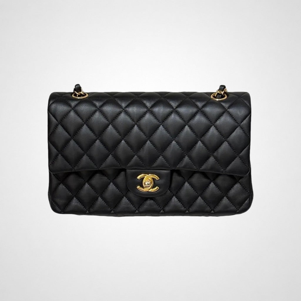 100% Authentic Chanel Classic Medium Double Flap Black Lambskin
