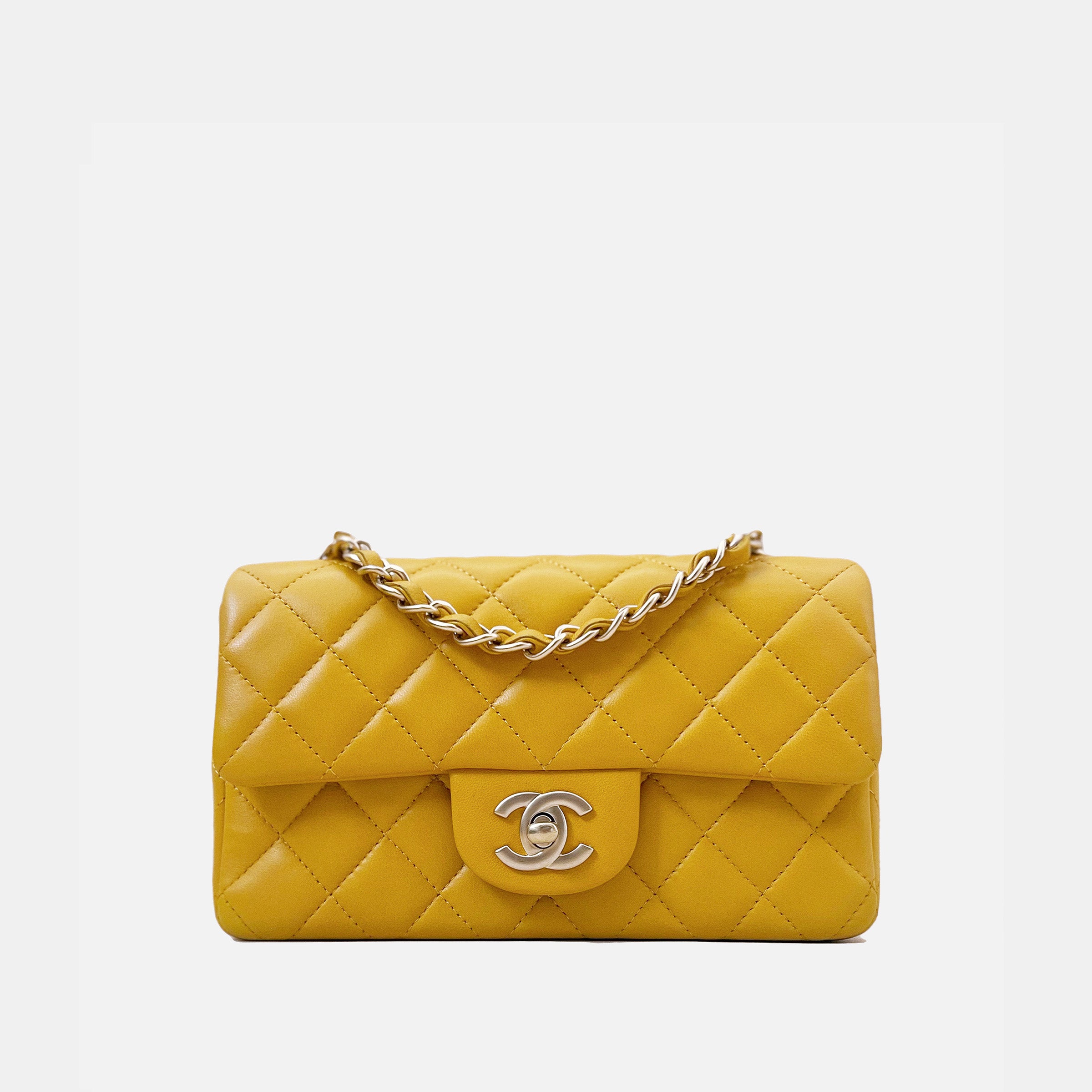 Mini Rectangular In Yellow Lambskin with GHW