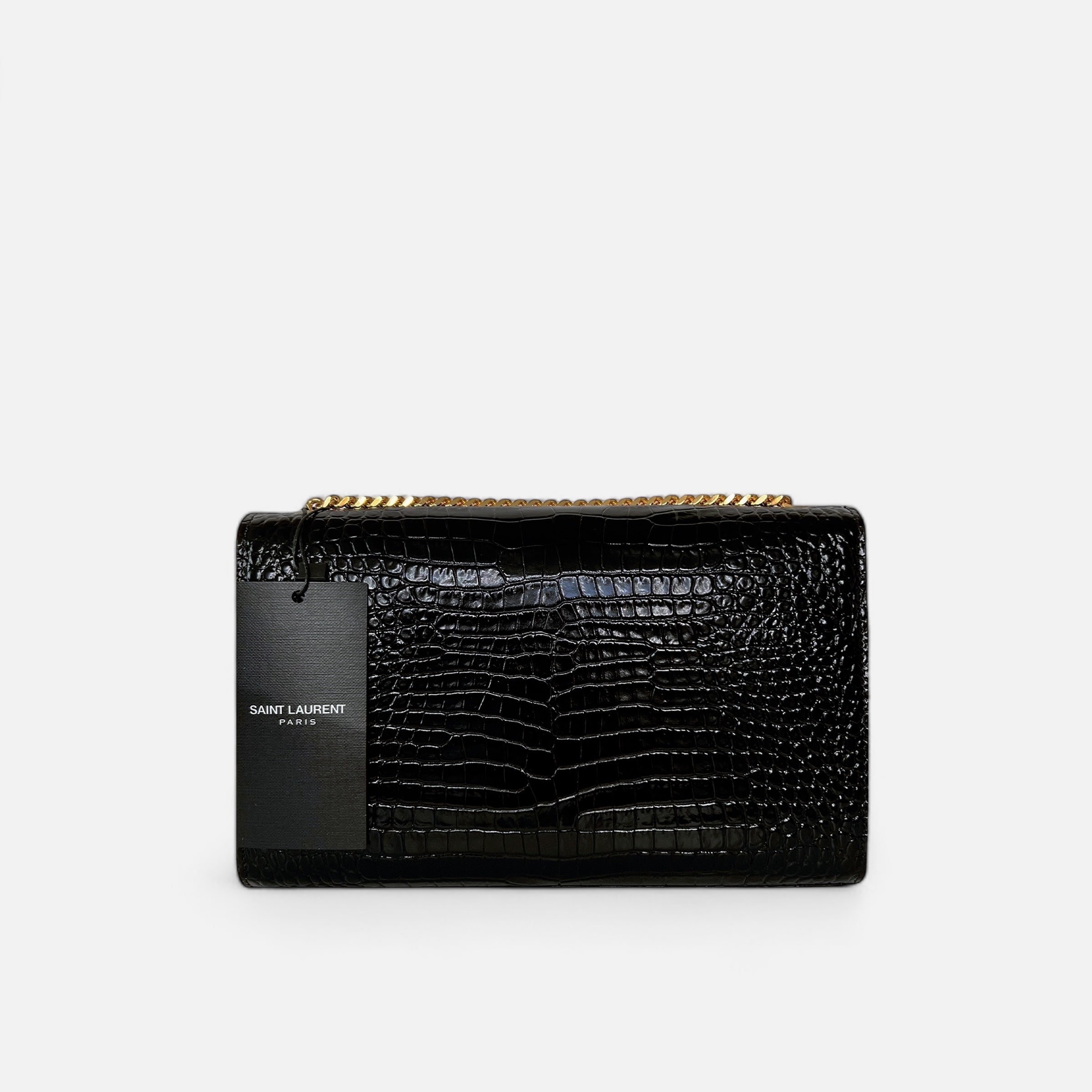 YSL Kate Medium Tassel in Crocodile-Embossed Leather