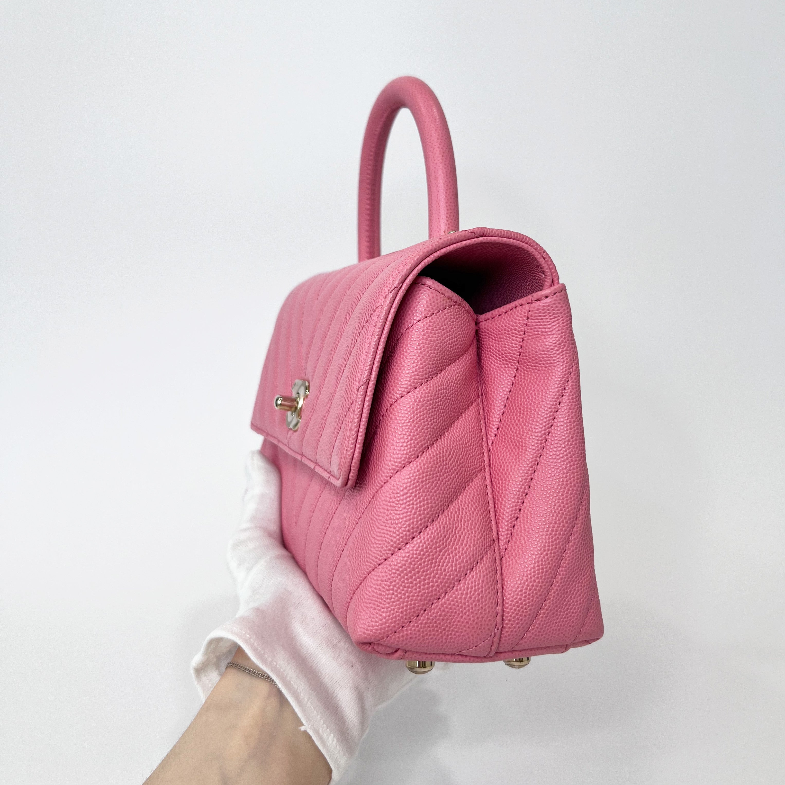 20P Classic Small Coco Handle Flap In Barbie Pink Caviar